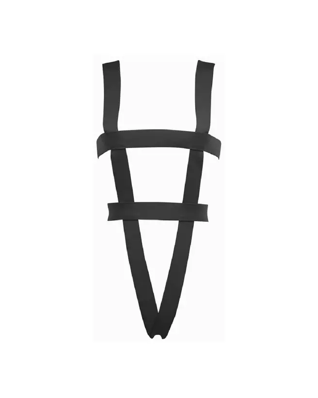 Allure Teddy Open Back noir, harnais séduisant taille unique-3