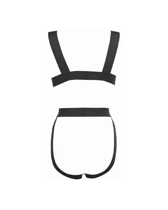 Allure Teddy Open Back noir, harnais séduisant taille unique-4