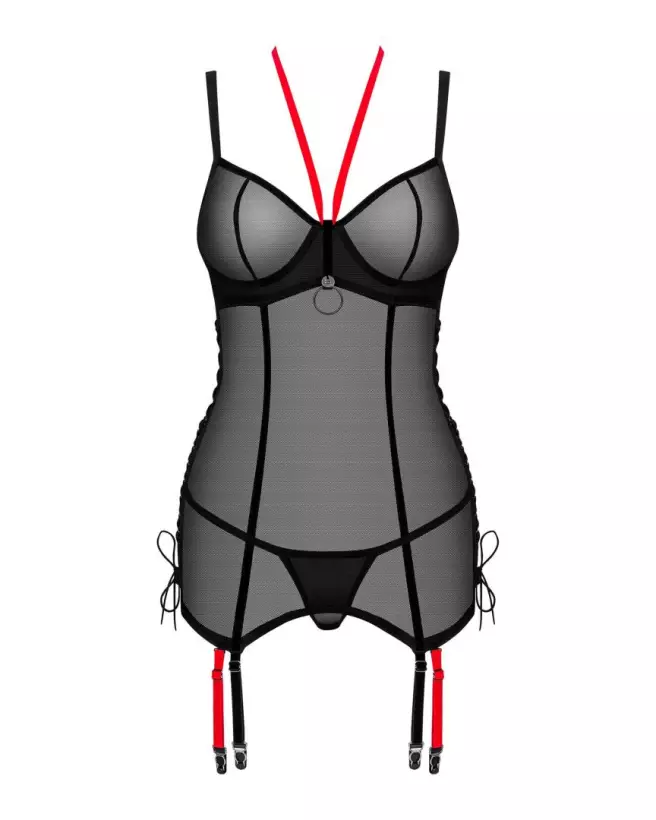 Guêpière noire Obsessive avec string assorti pour séduction élégante-7