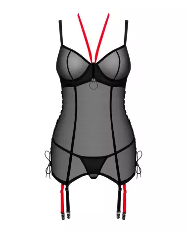 Guêpière noire Obsessive avec string assorti pour séduction élégante-7