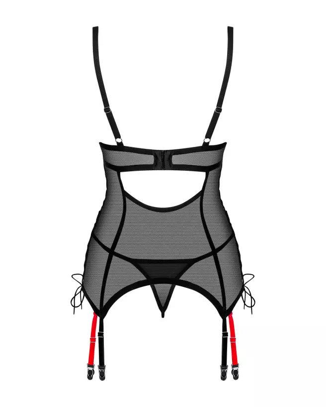Guêpière noire Obsessive avec string assorti pour séduction élégante-8