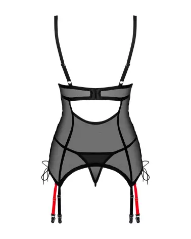 Guêpière noire Obsessive avec string assorti pour séduction élégante-8