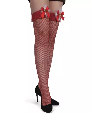 Bas résille rouge avec clochettes Paris Hollywood pour soirées festives et moments séduisants-1