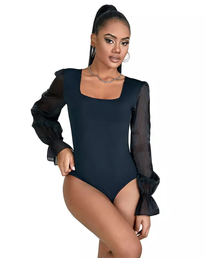 Body Manches Longues Noir XL/XXL de Paris Hollywood-1