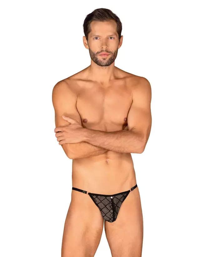Severio String Noir Obsessive, lingerie masculine élégante et confortable-1