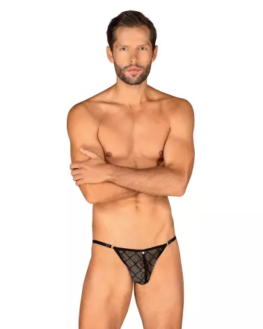 Severio String Noir Obsessive, lingerie masculine élégante et confortable-1