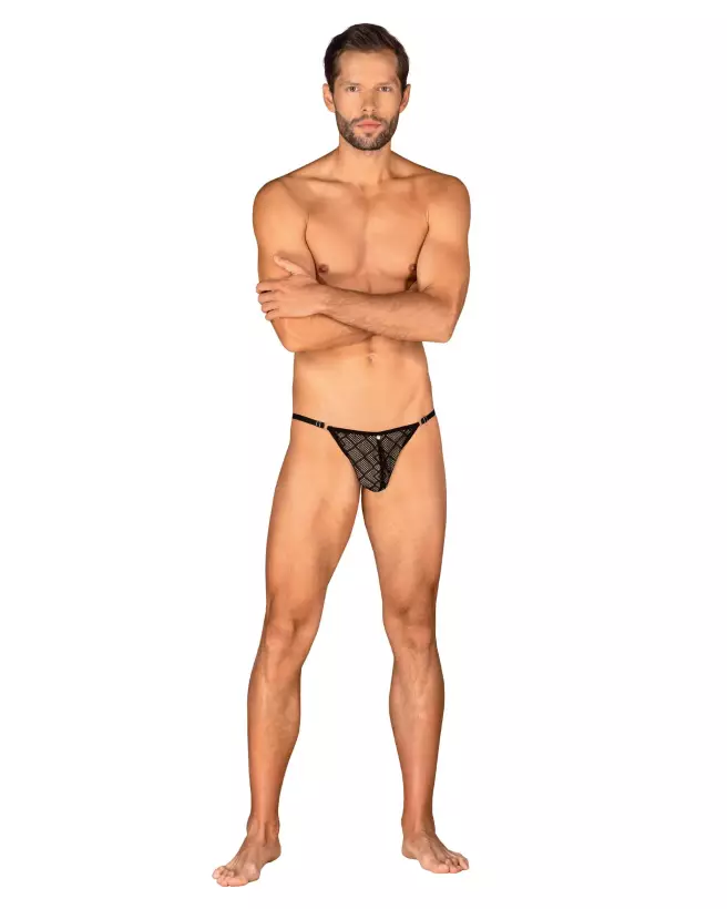 Severio String Noir Obsessive, lingerie masculine élégante et confortable-5