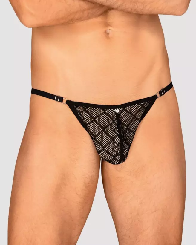 Severio String Noir Obsessive, lingerie masculine élégante et confortable-7