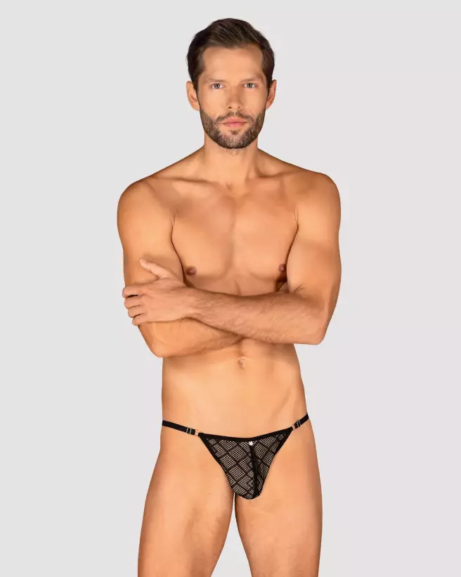 Severio String Noir Obsessive, lingerie masculine élégante et confortable-9