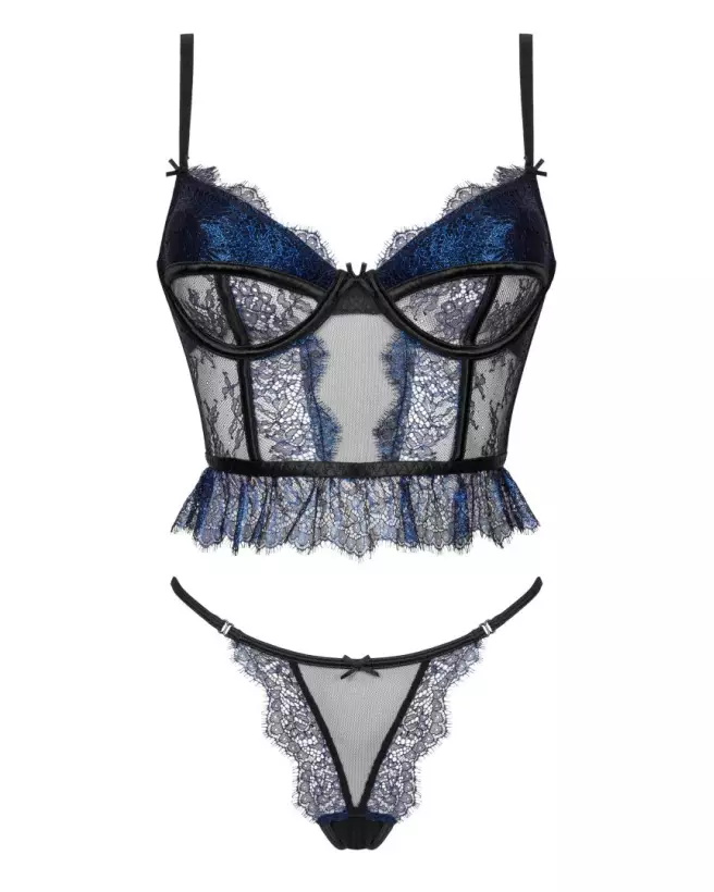 Image de l'ensemble Saphira 2 pièces noir et bleu par Beauty Night, lingerie élégante et séduisante-7