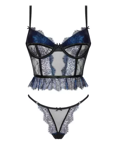 Image de l'ensemble Saphira 2 pièces noir et bleu par Beauty Night, lingerie élégante et séduisante-7