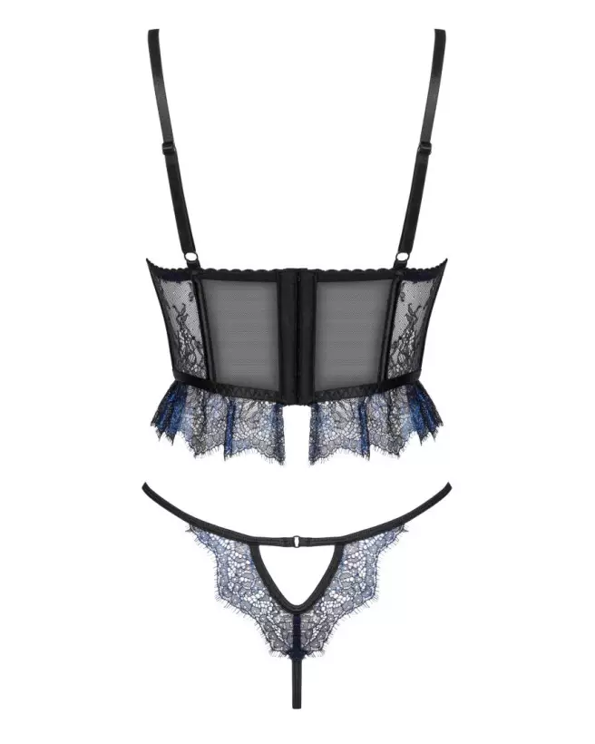 Image de l'ensemble Saphira 2 pièces noir et bleu par Beauty Night, lingerie élégante et séduisante-8