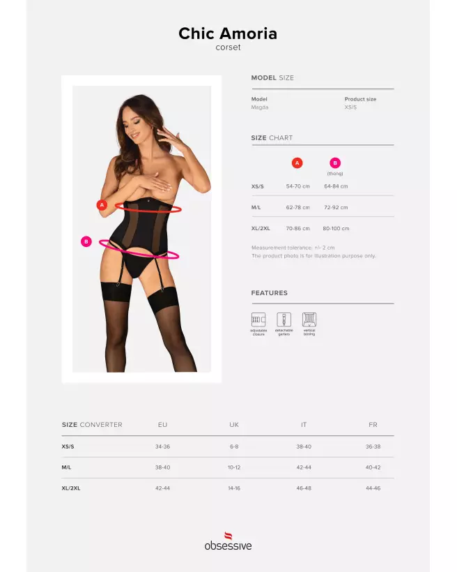 Chic Amoria corset et string noir de Obsessive en guêpière corset et serre-taille-9