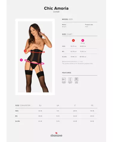 Chic Amoria corset et string noir de Obsessive en guêpière corset et serre-taille-9