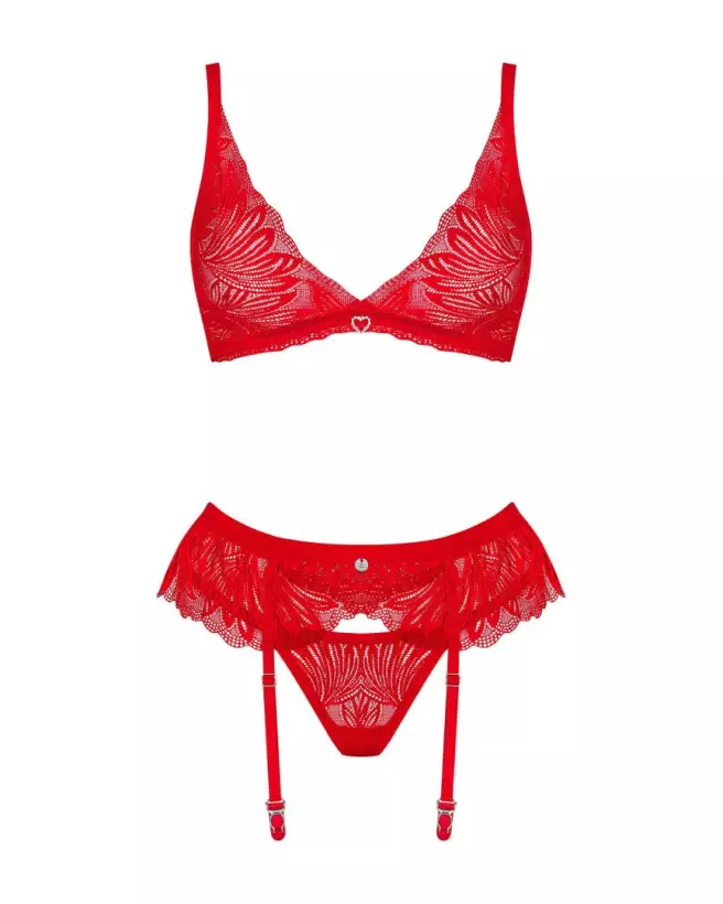 Ensemble Chilisa 3 pièces rouge Obsessive - Lingerie élégante et séduisante-7