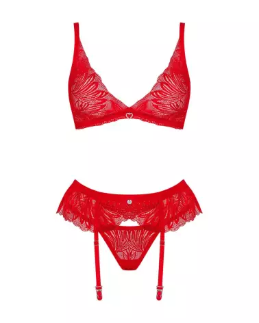 Ensemble Chilisa 3 pièces rouge Obsessive - Lingerie élégante et séduisante-7