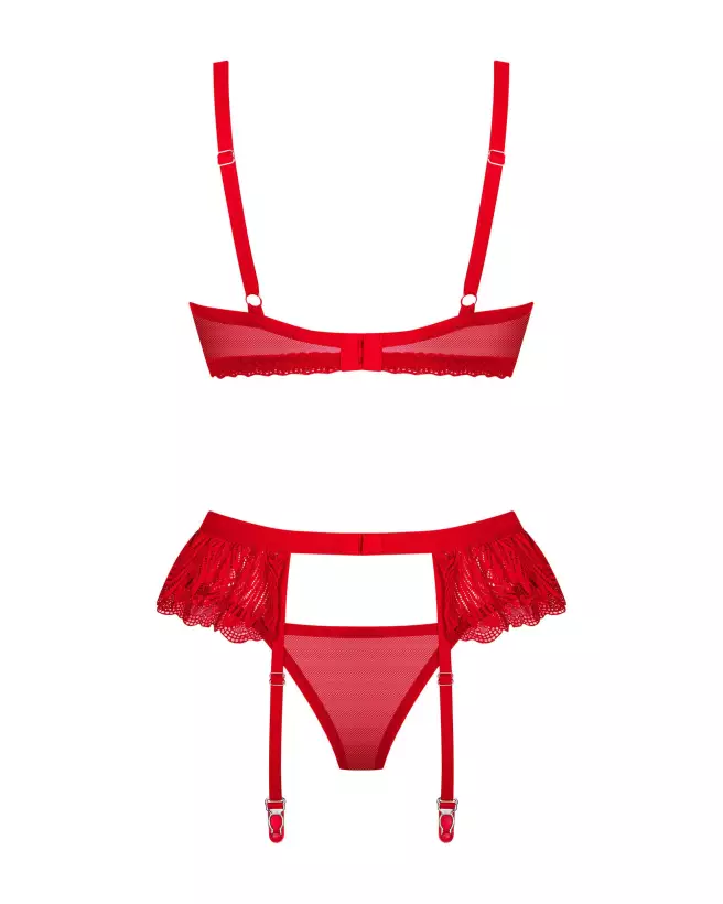 Ensemble Chilisa 3 pièces rouge Obsessive - Lingerie élégante et séduisante-8