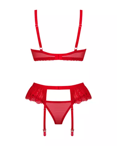 Ensemble Chilisa 3 pièces rouge Obsessive - Lingerie élégante et séduisante-8