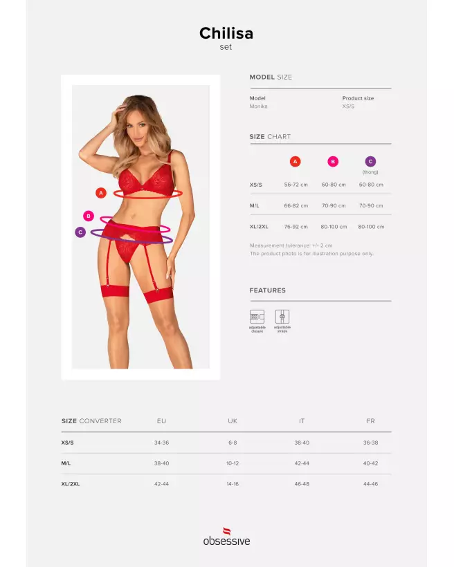 Ensemble Chilisa 3 pièces rouge Obsessive - Lingerie élégante et séduisante-9