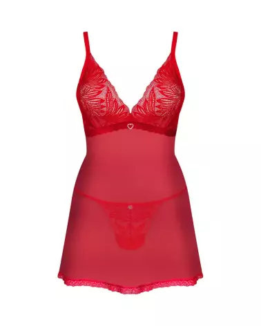 Photo du Babydoll rouge Obsessive avec string assorti, lingerie élégante-7