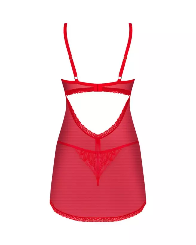 Photo du Babydoll rouge Obsessive avec string assorti, lingerie élégante-8