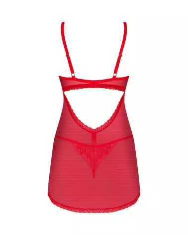 Photo du Babydoll rouge Obsessive avec string assorti, lingerie élégante-8