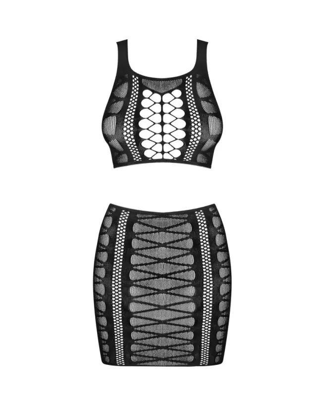 Image de l'ensemble de lingerie K102 Obsessive, top et jupe noirs élégants-8