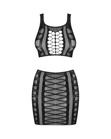 Image de l'ensemble de lingerie K102 Obsessive, top et jupe noirs élégants-8
