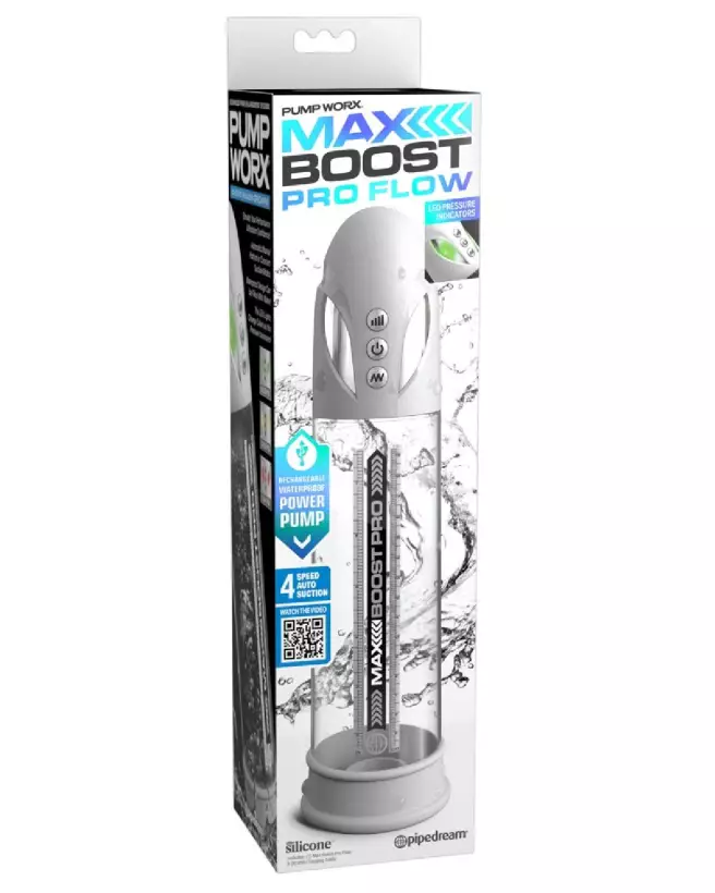 Pump Worx Max Pro Flow White pompe à pénis haute performance-1