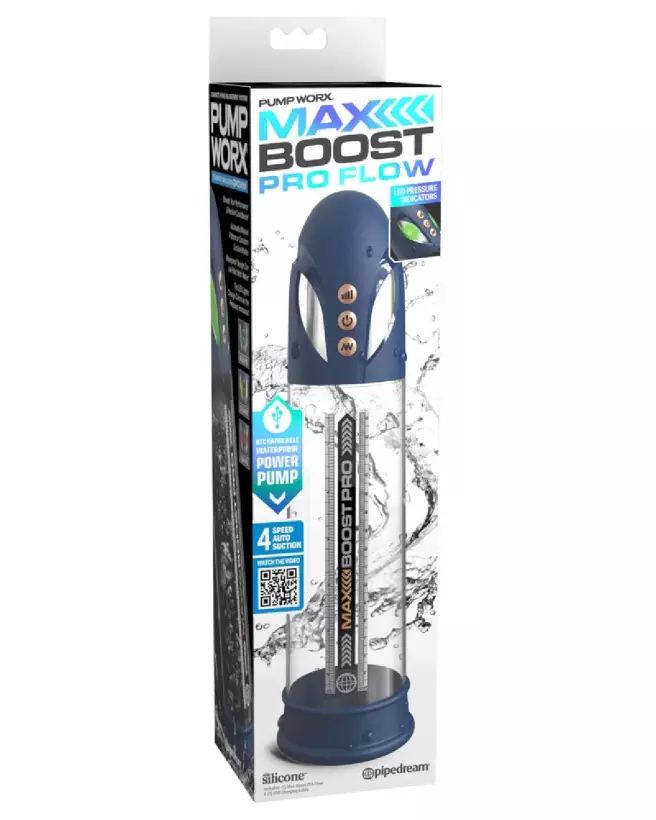 Pump Worx Max Pro Flow Blue pompe à pénis haute performance-1