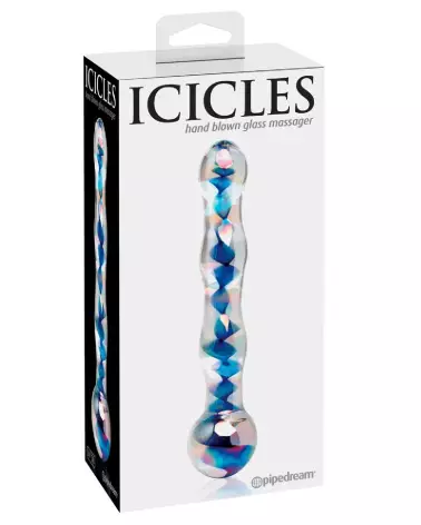 Icicles No. 8 Sextoy en Verre Bleu et Transparent-1
