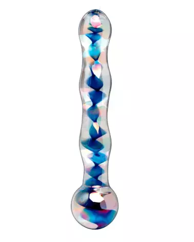 Icicles No. 8 Sextoy en Verre Bleu et Transparent-2