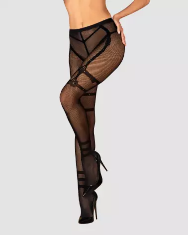 Collants noirs Obsessive S123 élégants pour bas jarretelles-3