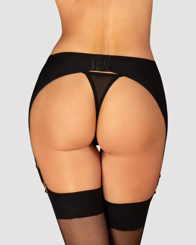Image du porte-jarretelles Nesari noir par Obsessive, élégance et confort en lingerie-10