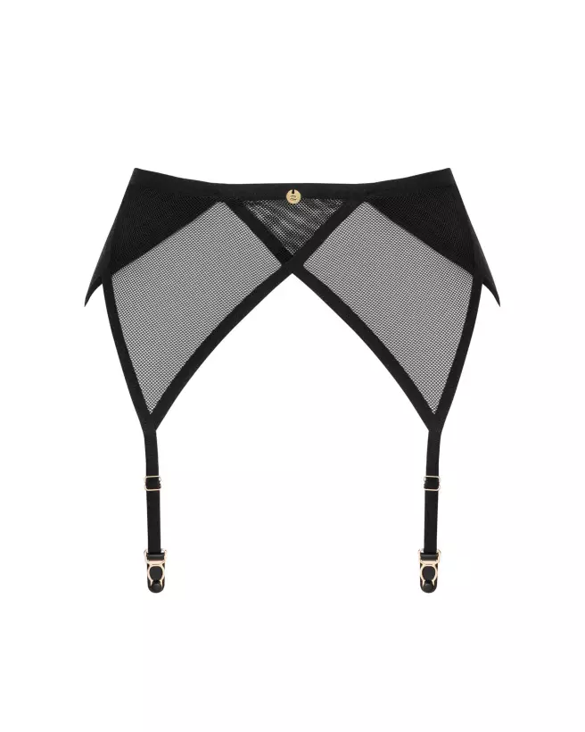 Image du porte-jarretelles Nesari noir par Obsessive, élégance et confort en lingerie-11