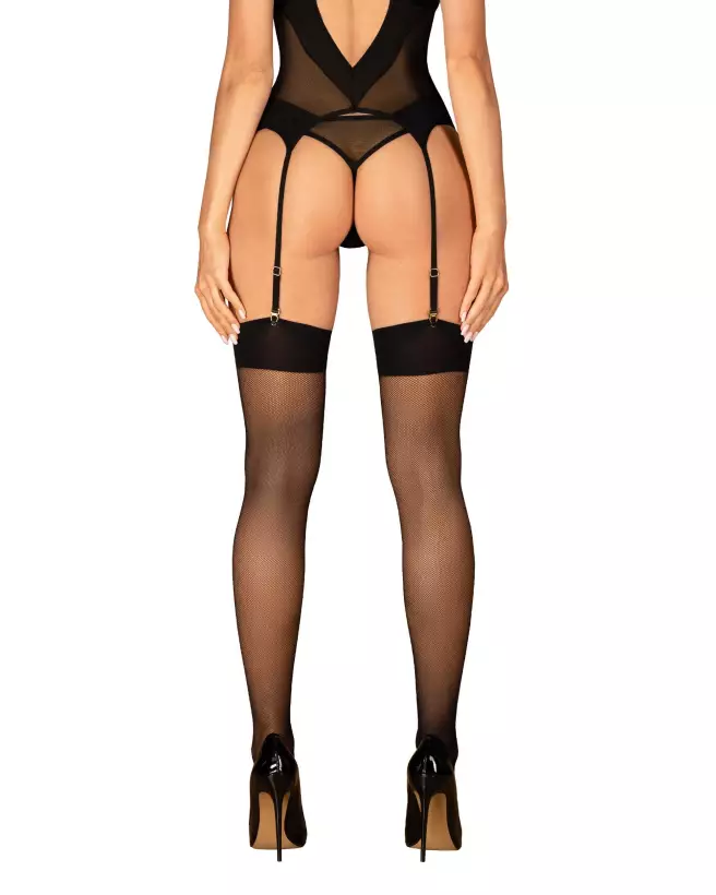 Bas jarretelles S823 Obsessive noirs élégants et séduisants-2