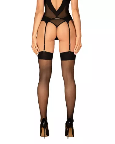 Bas jarretelles S823 Obsessive noirs élégants et séduisants-2