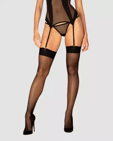 Bas jarretelles S823 Obsessive noirs élégants et séduisants-3