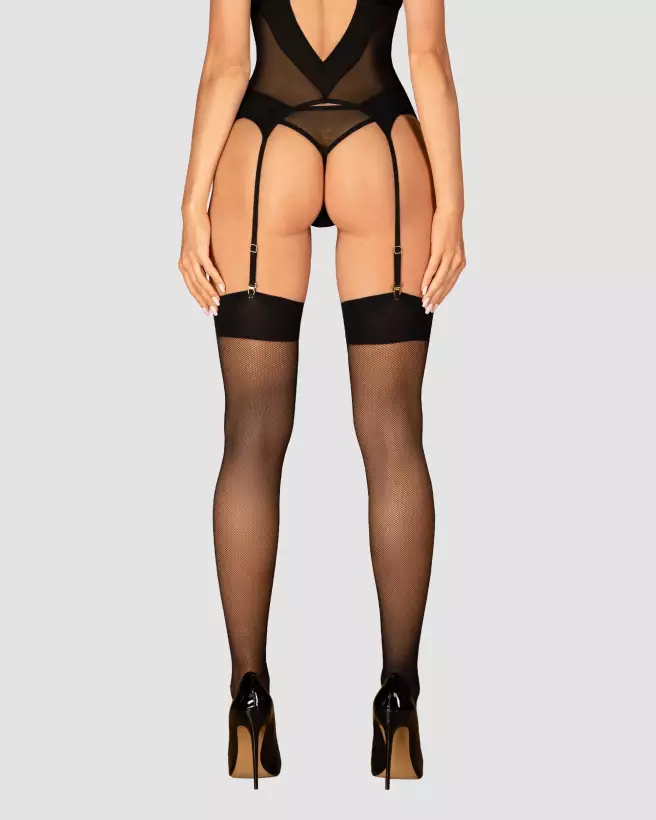 Bas jarretelles S823 Obsessive noirs élégants et séduisants-4