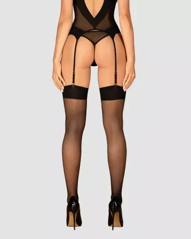 Bas jarretelles S823 Obsessive noirs élégants et séduisants-4