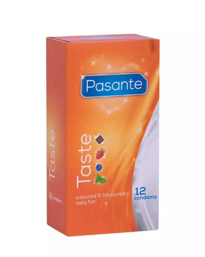 Pack de préservatifs aromatisés Pasante Taste x12, diverses saveurs-1