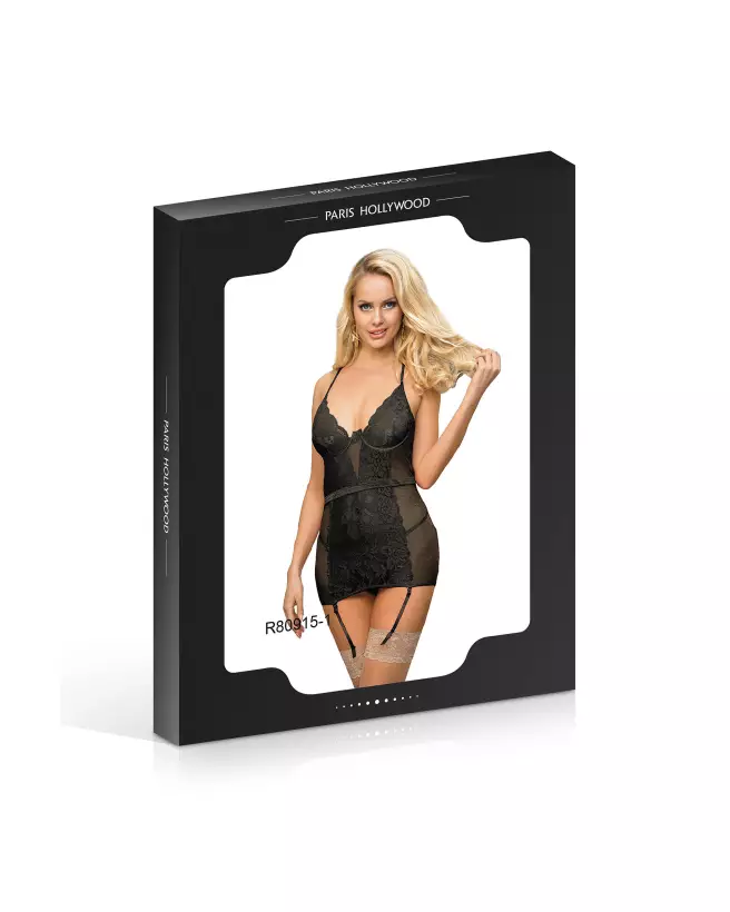 Nuisette noire Paris Hollywood taille L/XL, lingerie de qualité et élégante-2