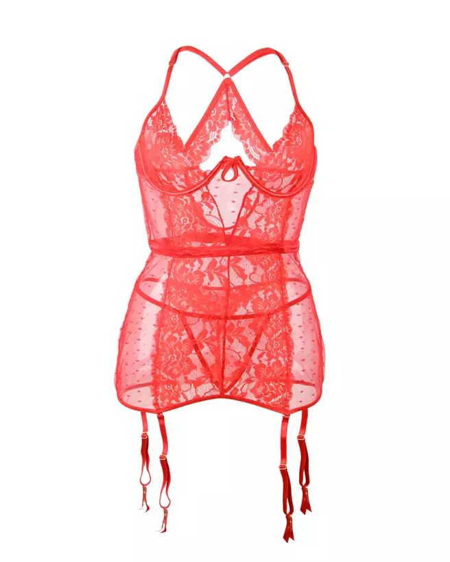 Nuisette rouge élégante Paris Hollywood taille L/XL-5