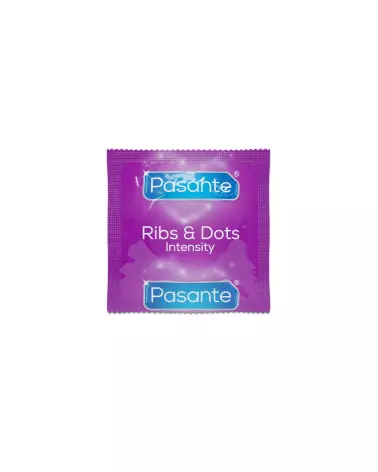 Image de préservatifs Pasante Intensity X3 avec texture nervurée et à points pour sensation accrue-2