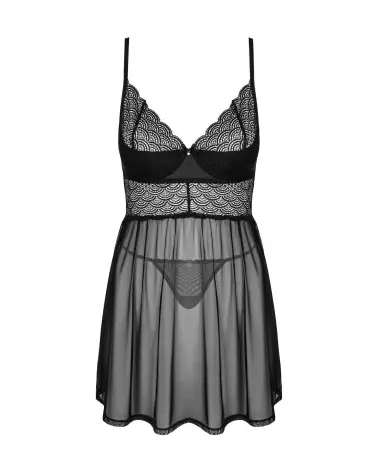 Chemeris Babydoll et String Noire par Obsessive - Lingerie Sensuelle-7