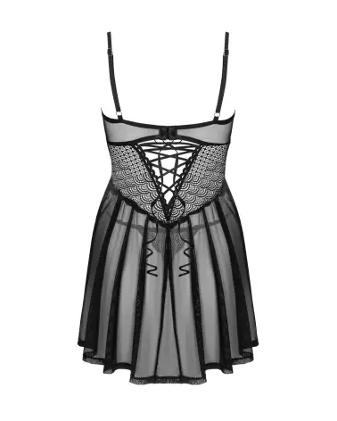 Chemeris Babydoll et String Noire par Obsessive - Lingerie Sensuelle-8