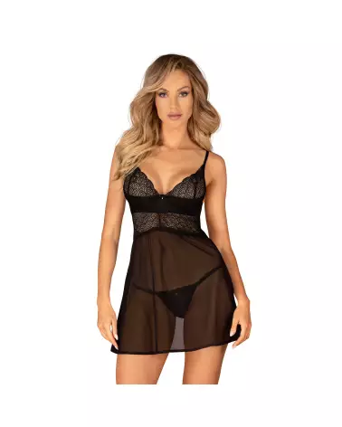 Chemeris Babydoll et String Noire par Obsessive - Lingerie Sensuelle-9