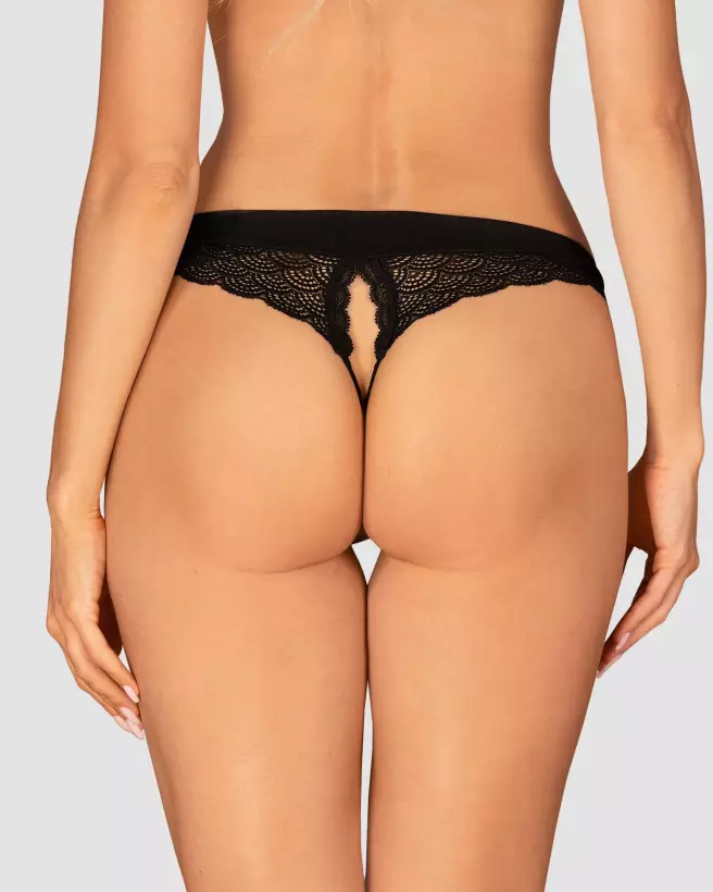 Culotte ouverte noire Obsessive élégante et confortable pour style séduisant-6