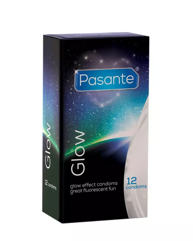 Image des préservatifs fluorescents Pasante Glow pour une expérience vibrante et sécurisée-1