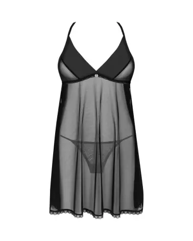 Babydoll Latinesa noir Obsessive avec string assorti en dentelle élégante-7